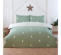 Rapport Home Fir Microfibre Reversible Duvet Cover Set with Pillowcase in Green | Size: Double Rapport Home Green Double