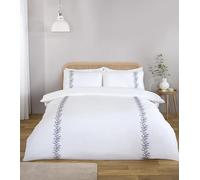 Rapport Home Floral Duvet Cover Set - Embroidered Bedding Quilt Cover - Super King Size - 3 Piece Set with 2 Pillowcases