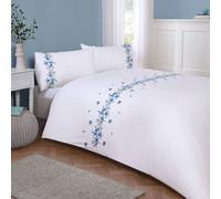 Rapport Home Floral Ribbon Polycotton Duvet Cover Bedding Set With Pillowcase in White | Size: Double Rapport Home White Double