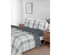 Rapport home Full Bedding Set with Matching Fitted Sheet and Pillowcase Check Pattern Single Duvet Cover Set