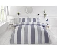 Rapport Home Furnishings Chambray Stripe Duvet Cover Set Reversible Bedding Bed Set Bed Linen (King, Denim)