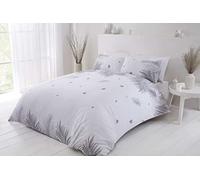 Rapport Home Furnishings Tropics Palm Tree Leaves Reversible Duvet Cover Set Bedding Set (Super King, Grey)