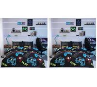 Rapport Home Gamer Single Duvet Cover Set - Premium Microfibre Bedding, Vibrant Abstract Multi-Colour Design, Secure Snap Closure & Easy Care (Pack of 2)