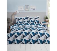 Rapport Home Geometric Duvet Cover Set, Reversible - Single Navy, 135x200cm