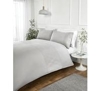Rapport Home Grey Duvet Cover Set - Nova Pinsonic Quilted Band Single Size Bedding with Matching Pillowcase (135 x 200cm)