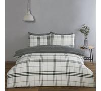Rapport Home Harris Check Microfibre Grey Single Bedding Set - 180 TC reversible Duvet Cover Set