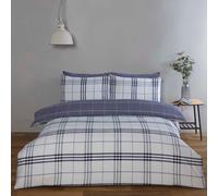 Rapport Home Harris Check Polyester Duvet Cover Set with Pillowcase in Blue | Size: Double Rapport Home Blue Double