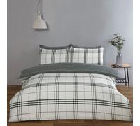 Harris Check Polyester Duvet Cover Set with Pillowcase Rapport Home Grey Single