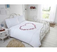 Rapport Home Hearts Design Polycotton Duvet Cover Set With Pillowcase in White | Size: Double Rapport Home White Double