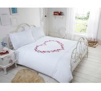 Rapport Home Hearts Design Polycotton Duvet Cover Set With Pillowcase in White | Size: Single Rapport Home White Single