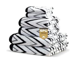 Rapport Home Helix 6-Piece Towel Bale | Luxurious 100% Cotton 500GSM Set for Soft Absorbent Comfort, Quick-Dry Use and Elegant Bathroom Style | Bale Mono Black