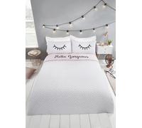 Rapport Home Hello Gorgeous Polycotton Reversible Duvet Cover Set with Pillowcase in White | Size: King Rapport Home White King