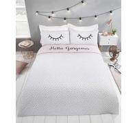 Rapport Home Hello Gorgeous Single Duvet Cover Set for Girls & Teens - Multicolour Polka Dot Eyelash Design Bedding with 1 Pillowcase - Soft Polycotton Easy Care Quilt Cover (135x200cm)