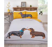 Rapport Home Hello Sausage Polycotton Duvet Cover Set with Pillowcase in Orange | Size: Single Rapport Home Orange Single