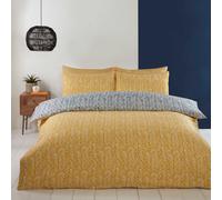 Rapport Home Helston Reversible Duvet Cover Set with Pillowcase Bedding in Yellow | Size: Double Rapport Home Yellow Double