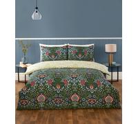 King Heritage Flora Microfibre Reversible Duvet Cover Set - Navy Rapport Home Navy Double