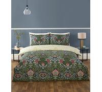 King Heritage Flora Microfibre Reversible Duvet Cover Set - Navy Rapport Home Navy Single