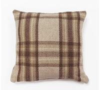 Rapport Home Highland Check 100% Cotton Square Cushion Cover 43 x 43cm Cream, Natiral