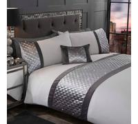 Rapport Home Luxury Embroidered Silver Duvet Cover Set Embellishment Premium Bedding - Kingsize Duvet Cover Set (230 x 220 cm)