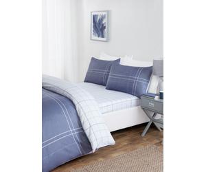 Rapport Home Hudson Microfibre Check Complete Duvet Cover Set With Pillowcase in Mid Navy | Size: King Rapport Home Mid Navy King