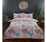 Rapport Home Jungle Expedition Polycotton Duvet Cover Set With Pillowcase in Pink | Size: Single Rapport Home Pink Single