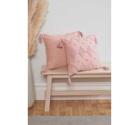 Rapport Home Juniper Tufted Cotton Cushion Cover (43x43 cm) in Dusty Pink | Size: 43 cm x 43 cm Rapport Home Dusty Pink 43 cm x 43 cm