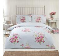 Kate Flannelette Floral Cotton Duvet Set With Pillowcase Rapport Home Blue Super King