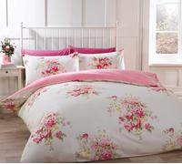 Rapport Home Kate Flannelette Floral Brushed Cotton Duvet Cover Set, Super King 100% Cotton Cream Bedding