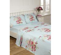 Rapport Home Kate Flannelette Sheet Set 100% Brushed Cotton Super King Blue Bed Set (Flat and Fitted Sheets with Matching Pillowcases)