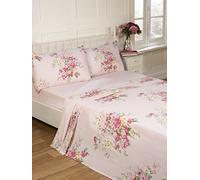 Rapport Home Kate Flannelette Sheet Set 100% Brushed Cotton Super King Pink Bed Set (Flat and Fitted Sheets with Matching Pillowcases)