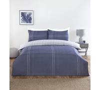 Hudson Microfibre Polyester Check Complete Duvet Set With Pillowcase Rapport Home Mid Navy King