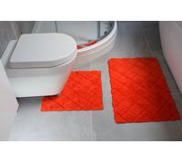 Rapport Home Kyra 2 Piece Bathroom Cotton Mat & Pedestal Set in Red Rapport Home Red