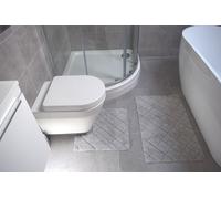 Rapport Home Kyra 2 Piece Bathroom Cotton Mat & Pedestal Set in Silver Rapport Home Silver