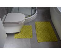 Rapport Home Kyra 2 Piece Bathroom Cotton Mat & Pedestal Set in Yellow Rapport Home Yellow