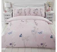 Rapport Home Laura Floral Butterflies Duvet Set (King, Blush)