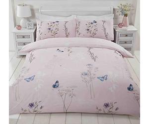 Rapport Home Laura Floral Butterflies Duvet Set (King, Blush)