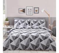 Rapport Home Leo Polycotton Duvet Cover Set With Pillowcase in Grey | Size: King Rapport Home Grey King