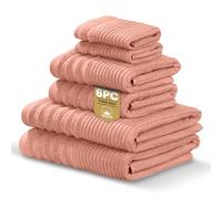 Rapport Home Linear 6-Piece Towel Bale | Bale Rose Red | Luxurious 100% Cotton 500gsm Bathroom Set