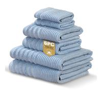 Rapport Home Linear 6-Piece Towel Bale | Bale Sky Blue | Luxurious 100% Cotton 500gsm Bathroom Set
