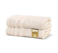 Rapport Home Linear Bath Sheets 2 Pack | Ivory Cream | 90x140cm | Luxurious 500GSM 100% Cotton | Oeko-Tex Certified Absorbent & Soft Bathroom Towels
