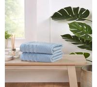 Rapport Home Linear Cotton Premium Luxury Towels Soft & Absorbent in Blue | Size: Bath Sheet Rapport Home Blue Bath Sheet