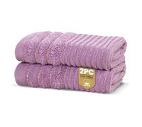 Rapport Home Linear Face Towels 2-Pack | Luxurious 100% Cotton 500gsm Soft Absorbent Face Cloths | Oeko-Tex Certified Bathroom Hand Towels | Lavendar Pink (30x30cm)