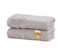 Rapport Home Linear Face Towels 2-Pack | Luxurious 100% Cotton 500gsm Soft Absorbent Face Cloths | Oeko-Tex Certified Bathroom Hand Towels | Dove Grey (30x30cm)