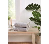 Rapport Home Linear Pure Cotton Bath Towels Set Of 2 (Grey)