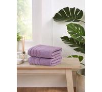 Rapport Home Linear Pure Cotton Bath Towels Set Of 2 (Pink)