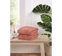 Rapport Home Linear Pure Cotton Bath Towels Set Of 2 (Red)