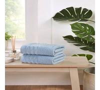 Rapport Home Linear Pure Cotton Bath Towels Set Of 2 (Blue)