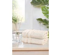 Rapport Home Linear Face Towels 2-Pack | Luxurious 100% Cotton 500gsm Soft Absorbent Face Cloths | Oeko-Tex Certified Bathroom Hand Towels | Ivory Cream (30x30cm)