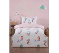 Rapport home Little Mermaids Single Duvet Cover Set - Soft Microfibre, 180 Thread Count, Non-Iron Easy Care - Kids' Room Bedding Fantasy Design