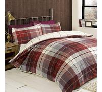 Rapport Home Lomond 100% Brushed Cotton Duvet Cover Set, Red, Double